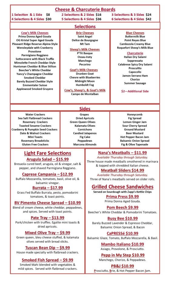 Food Menu Formatting 9-24