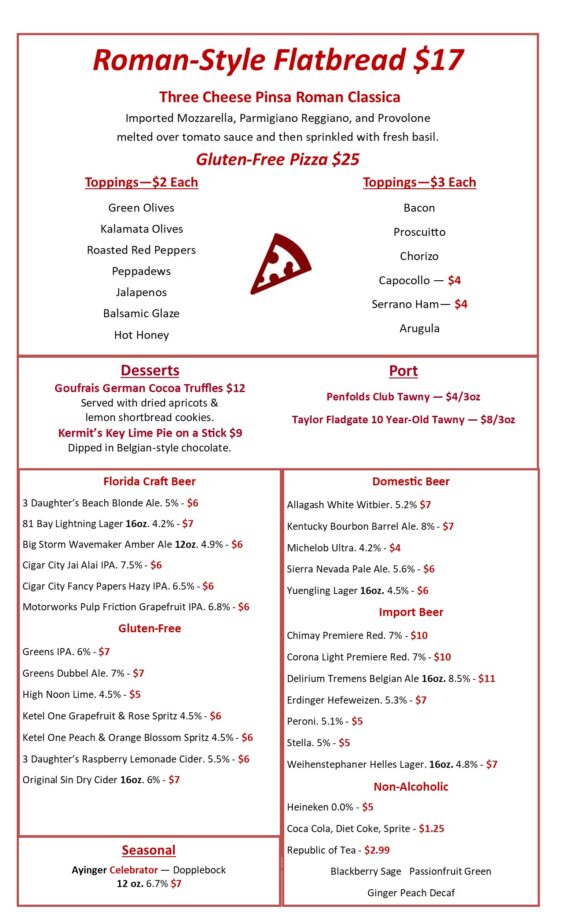 Pizza and Beer Menu Draft 1-25